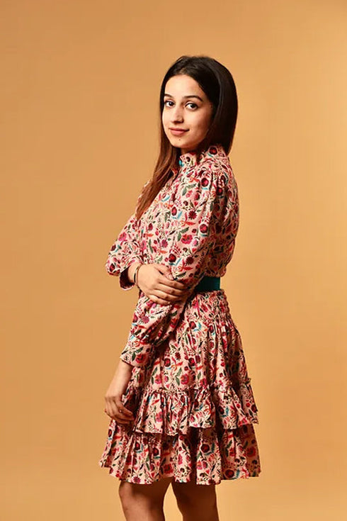 Rory Printed Dress With Blue Belt